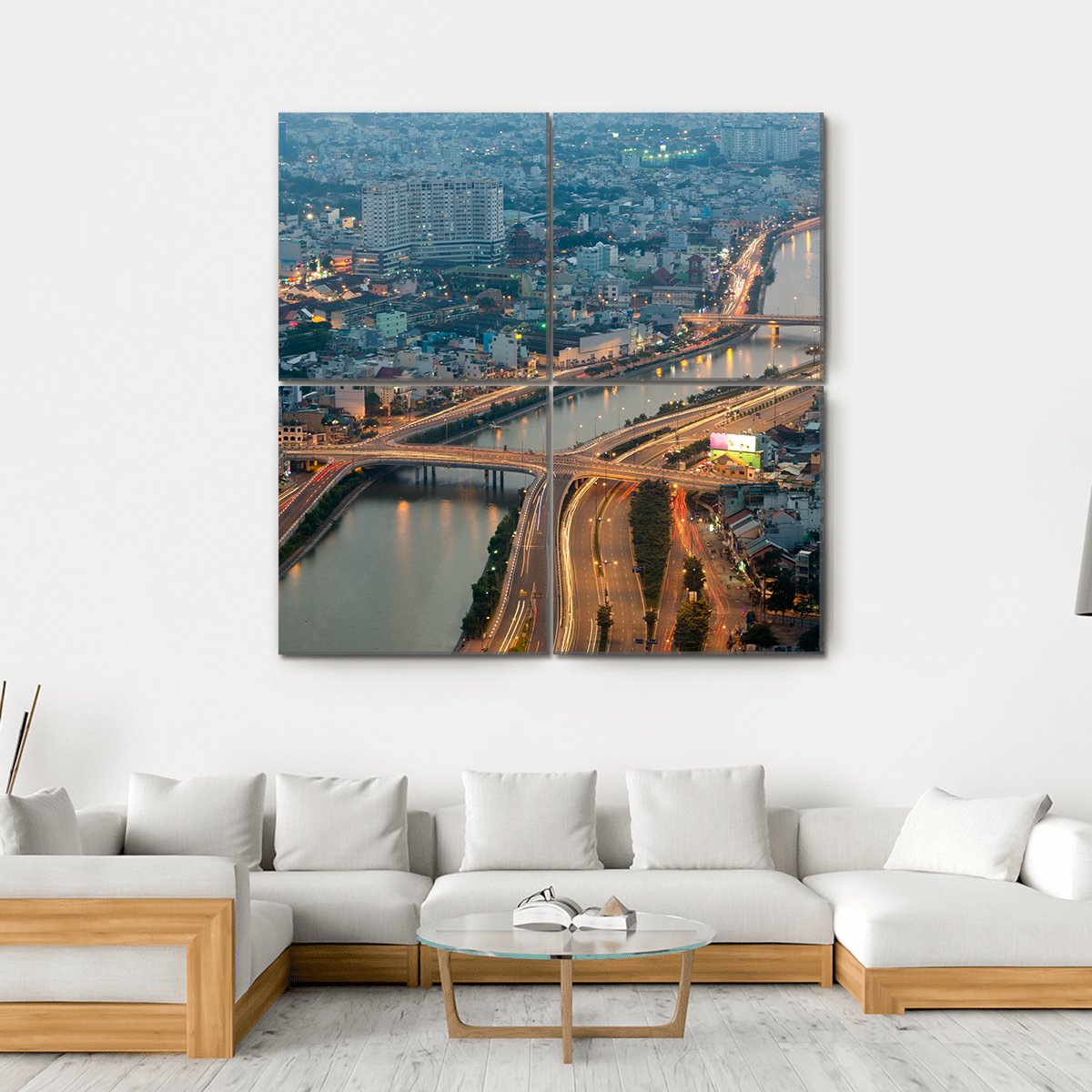 Ho Chi Minh City View Vietnam Canvas Wall Art-4 Square-Gallery Wrap-17" x 17"-Tiaracle