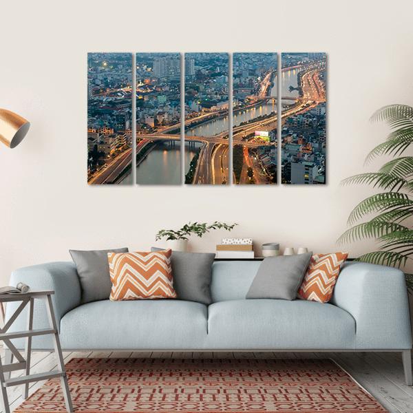 Ho Chi Minh City View Vietnam Canvas Wall Art-5 Horizontal-Gallery Wrap-22" x 12"-Tiaracle
