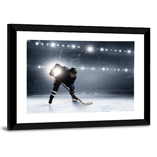 Hockey Player At Ice Rink Canvas Wall Art-3 Horizontal-Gallery Wrap-25" x 16"-Tiaracle