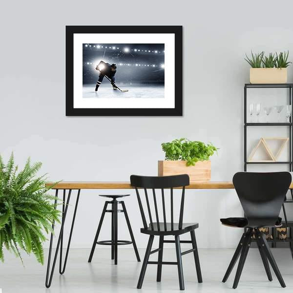 Hockey Player At Ice Rink Canvas Wall Art-5 Horizontal-Gallery Wrap-22" x 12"-Tiaracle