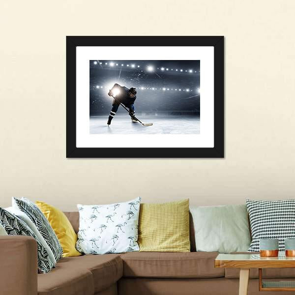 Hockey Player At Ice Rink Canvas Wall Art-3 Horizontal-Gallery Wrap-25" x 16"-Tiaracle