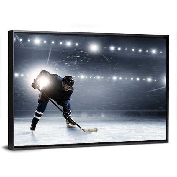 Hockey Player At Ice Rink Canvas Wall Art-5 Horizontal-Gallery Wrap-22" x 12"-Tiaracle