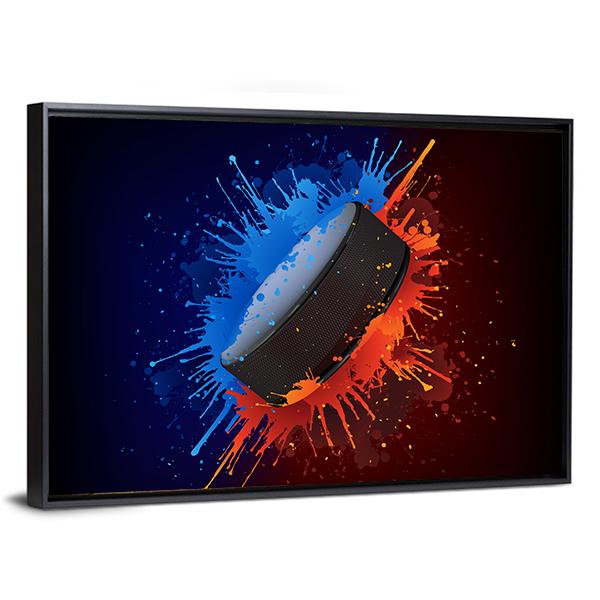 Hockey Puck Canvas Wall Art-3 Horizontal-Gallery Wrap-25" x 16"-Tiaracle