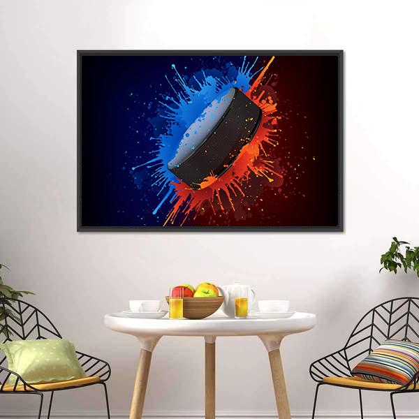 Hockey Puck Canvas Wall Art-3 Horizontal-Gallery Wrap-25" x 16"-Tiaracle