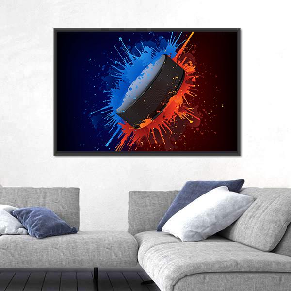 Hockey Puck Canvas Wall Art-5 Horizontal-Gallery Wrap-22" x 12"-Tiaracle