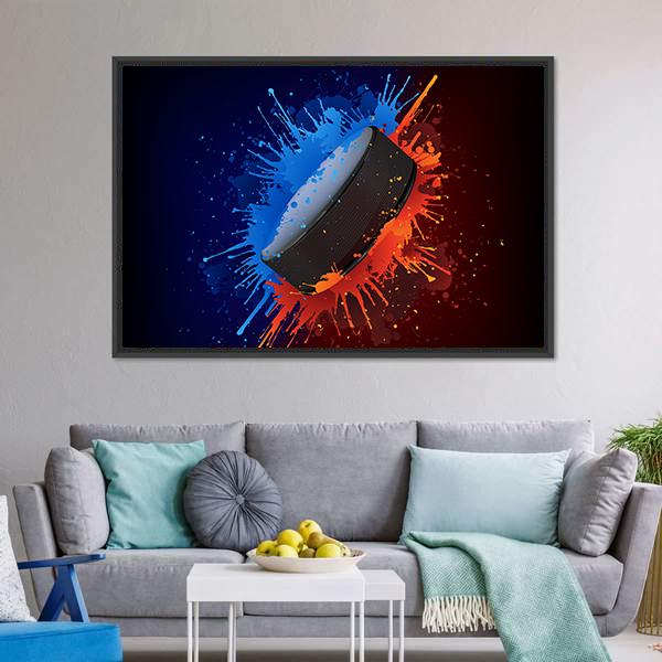 Hockey Puck Canvas Wall Art-3 Horizontal-Gallery Wrap-25" x 16"-Tiaracle