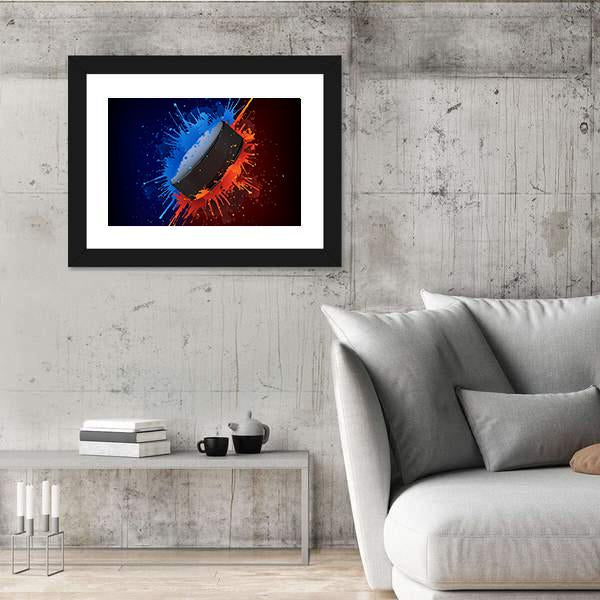 Hockey Puck Canvas Wall Art-5 Horizontal-Gallery Wrap-22" x 12"-Tiaracle