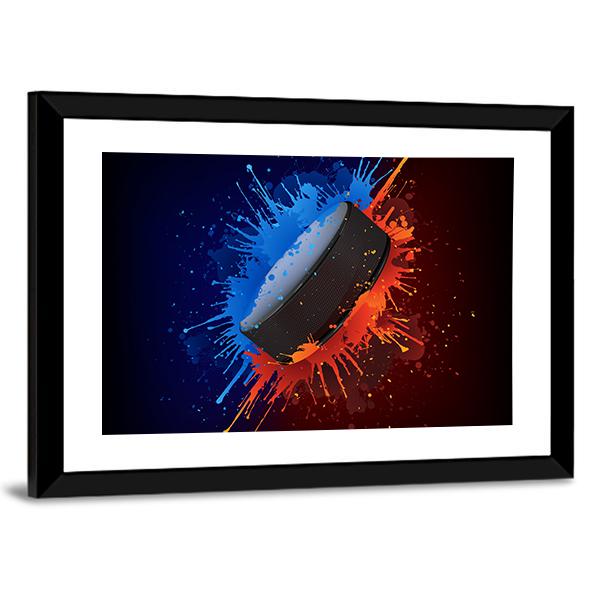 Hockey Puck Vertical Canvas Wall Art-3 Vertical-Gallery Wrap-12&quot; x 25&quot;-Tiaracle