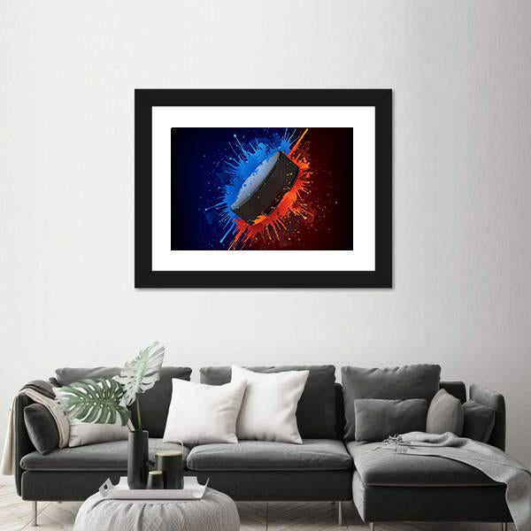 Hockey Puck Vertical Canvas Wall Art-3 Vertical-Gallery Wrap-12" x 25"-Tiaracle