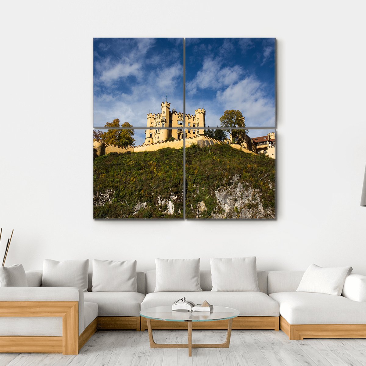 Hohenschwangau Castle Canvas Wall Art-4 Square-Gallery Wrap-17" x 17"-Tiaracle