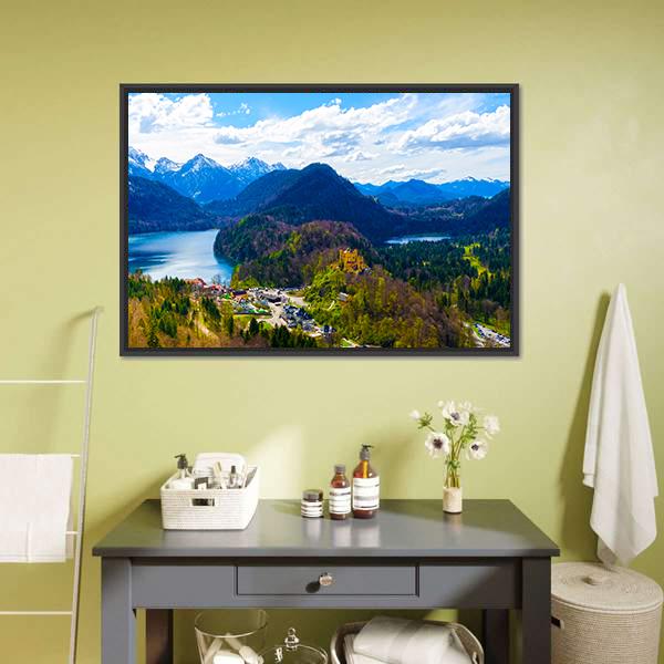 Hohenschwangau Castle Germany Canvas Wall Art-1 Piece-Floating Frame-24" x 16"-Tiaracle