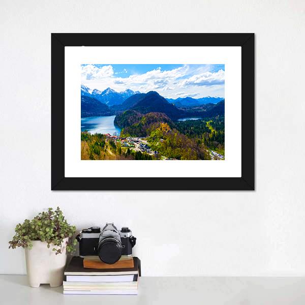 Hohenschwangau Castle Germany Canvas Wall Art-1 Piece-Framed Print-20" x 16"-Tiaracle