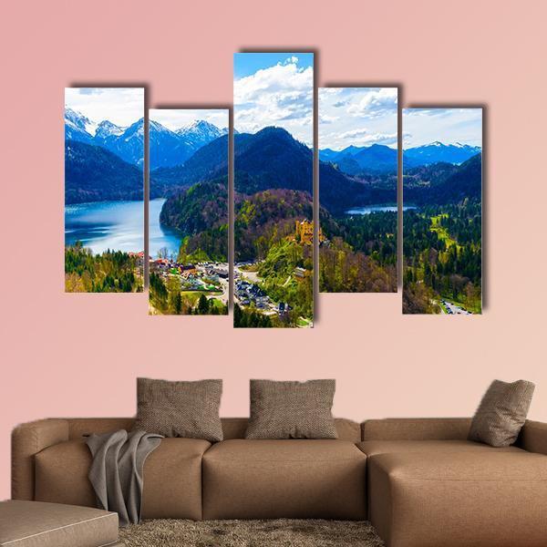 Hohenschwangau Castle Germany Canvas Wall Art-5 Pop-Gallery Wrap-47" x 32"-Tiaracle