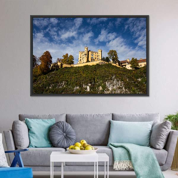 Hohenschwangau Castle Canvas Wall Art-1 Piece-Floating Frame-24" x 16"-Tiaracle