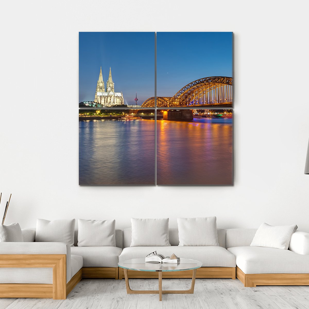 Hohenzollern Railway Bridge Canvas Wall Art-4 Square-Gallery Wrap-17" x 17"-Tiaracle