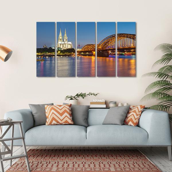 Hohenzollern Railway Bridge Canvas Wall Art-5 Horizontal-Gallery Wrap-22" x 12"-Tiaracle