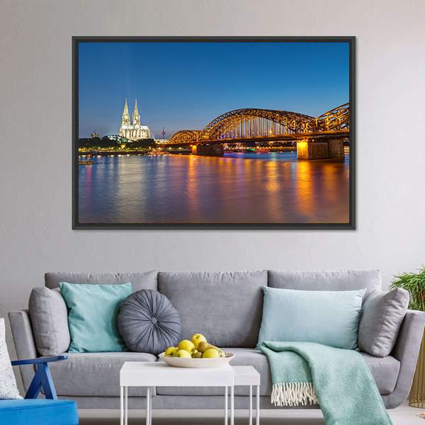 Hohenzollern Railway Bridge Canvas Wall Art-5 Horizontal-Gallery Wrap-22" x 12"-Tiaracle
