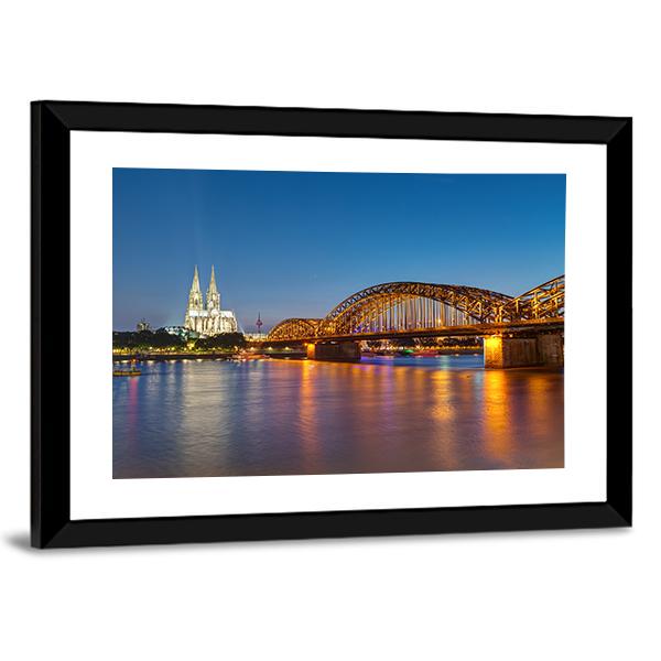 Hohenzollern Railway Bridge Canvas Wall Art-5 Horizontal-Gallery Wrap-22" x 12"-Tiaracle