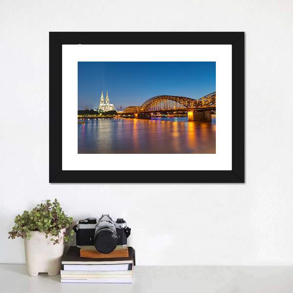 Hohenzollern Railway Bridge Canvas Wall Art-5 Horizontal-Gallery Wrap-22" x 12"-Tiaracle