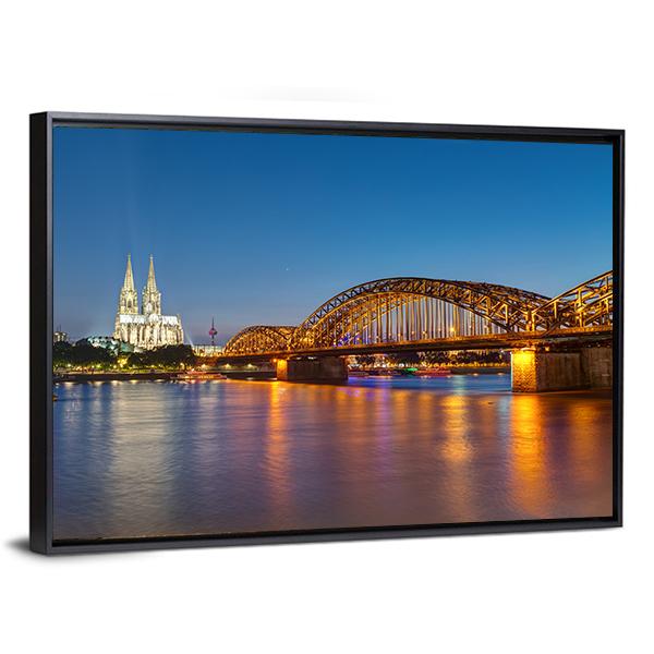 Hohenzollern Railway Bridge Canvas Wall Art-5 Horizontal-Gallery Wrap-22" x 12"-Tiaracle