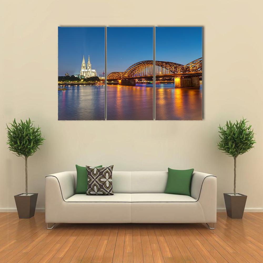 Hohenzollern Railway Bridge Canvas Wall Art-3 Horizontal-Gallery Wrap-37" x 24"-Tiaracle
