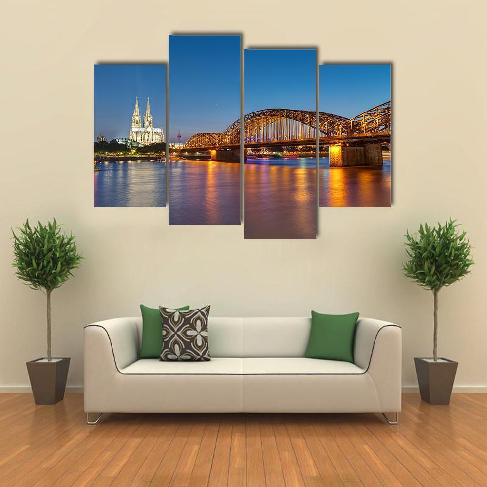 Hohenzollern Railway Bridge Canvas Wall Art-4 Pop-Gallery Wrap-50" x 32"-Tiaracle