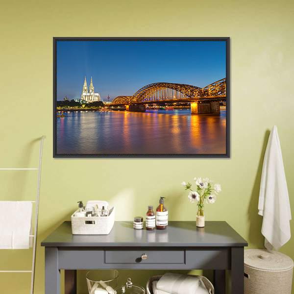 Hohenzollern Railway Bridge Canvas Wall Art-3 Horizontal-Gallery Wrap-25" x 16"-Tiaracle