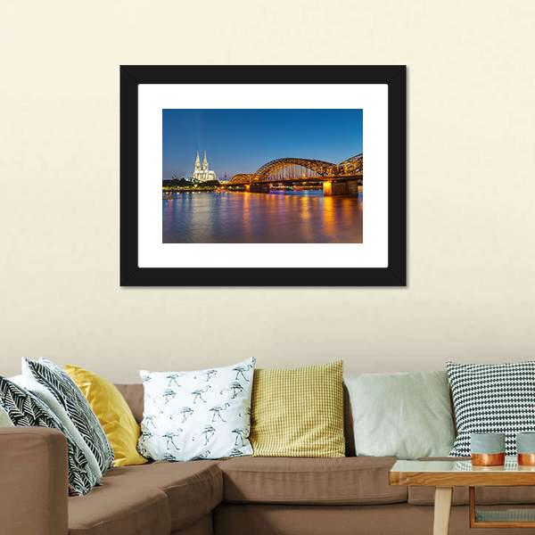 Hohenzollern Railway Bridge Canvas Wall Art-1 Piece-Framed Print-20" x 16"-Tiaracle