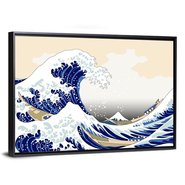 Hokusai Wave Canvas Wall Art-3 Horizontal-Gallery Wrap-25" x 16"-Tiaracle