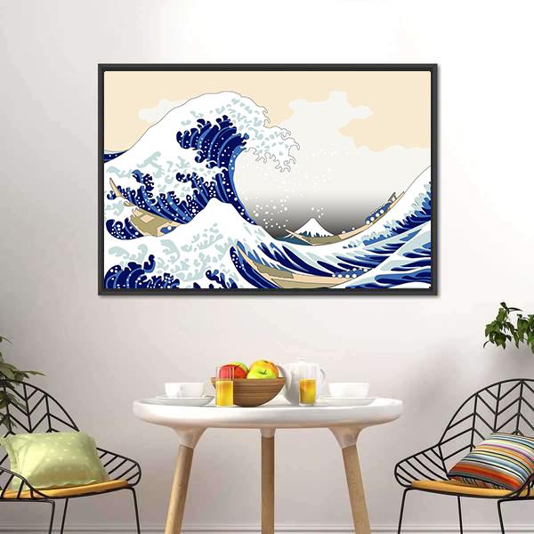 Hokusai Wave Canvas Wall Art-3 Horizontal-Gallery Wrap-25" x 16"-Tiaracle
