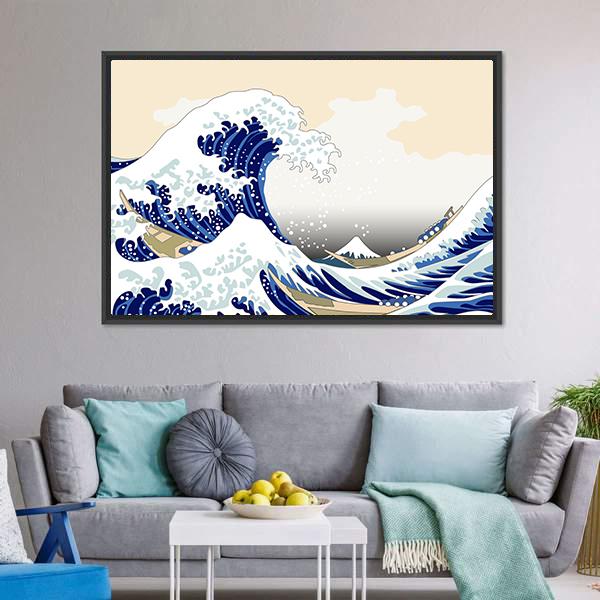 Hokusai Wave Canvas Wall Art-3 Horizontal-Gallery Wrap-25" x 16"-Tiaracle