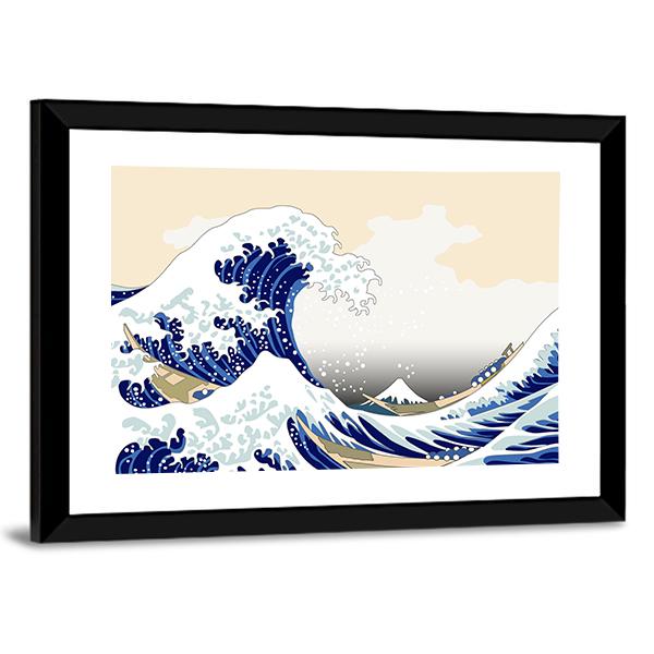 Hokusai Wave Canvas Wall Art-3 Horizontal-Gallery Wrap-25" x 16"-Tiaracle