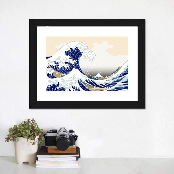 Hokusai Wave Canvas Wall Art-1 Piece-Framed Print-20" x 16"-Tiaracle