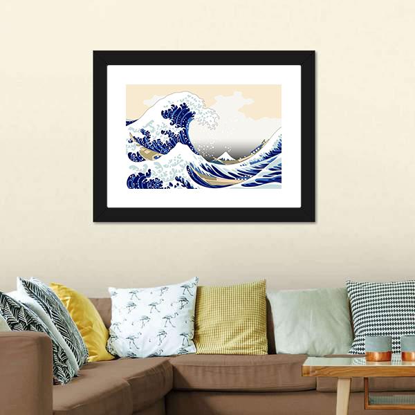 Hokusai Wave Canvas Wall Art-3 Horizontal-Gallery Wrap-25" x 16"-Tiaracle
