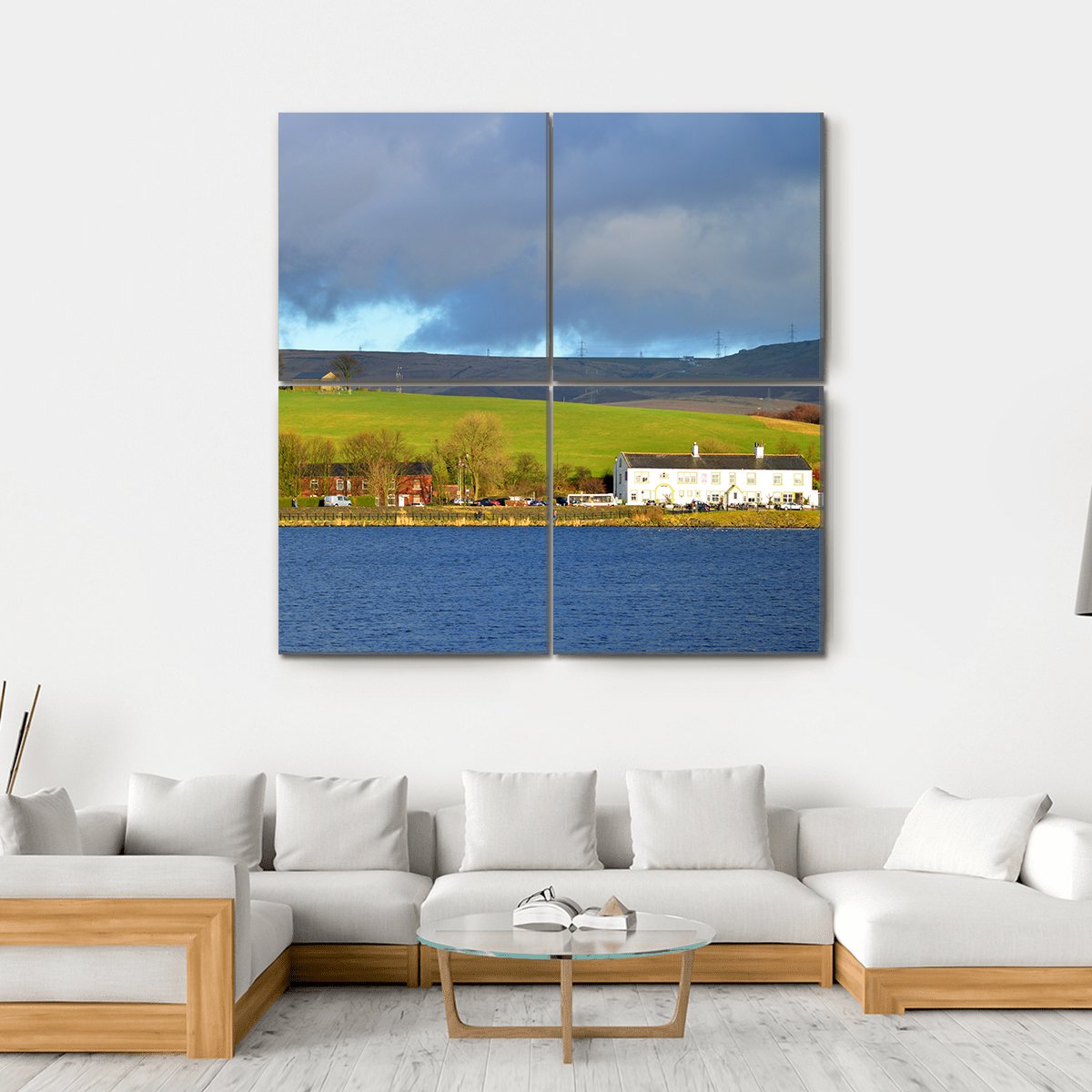 Hollingworth Lake Canvas Wall Art-4 Square-Gallery Wrap-17" x 17"-Tiaracle