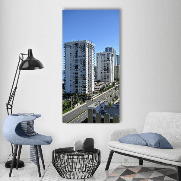 Hollywood Street With Florida Sea Beach Vertical Canvas Wall Art-1 Vertical-Gallery Wrap-12" x 24"-Tiaracle