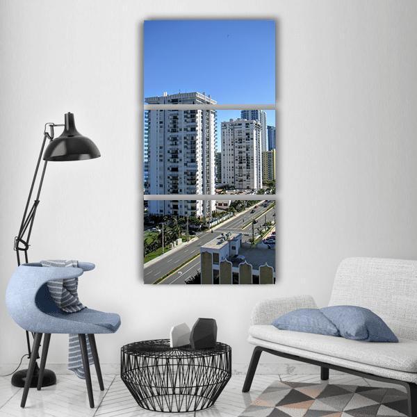 Hollywood Street With Florida Sea Beach Vertical Canvas Wall Art-3 Vertical-Gallery Wrap-12" x 25"-Tiaracle