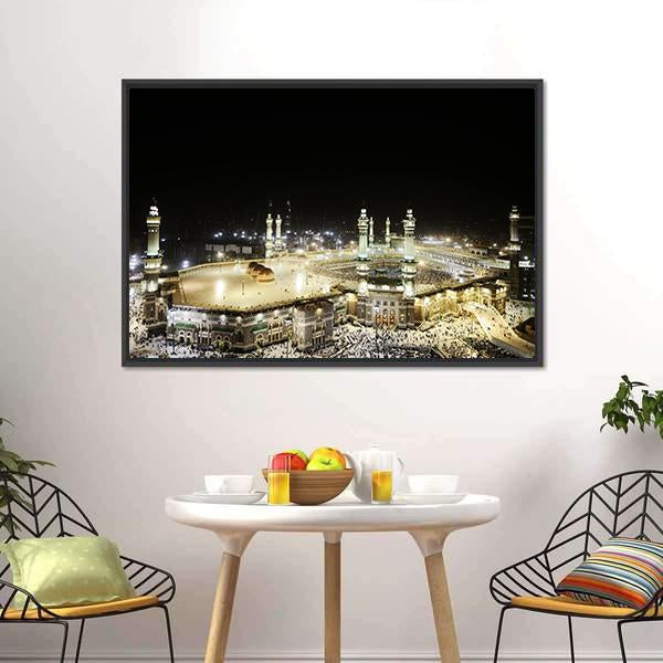 Holy Kaaba At Night Canvas Wall Art-5 Horizontal-Gallery Wrap-22" x 12"-Tiaracle