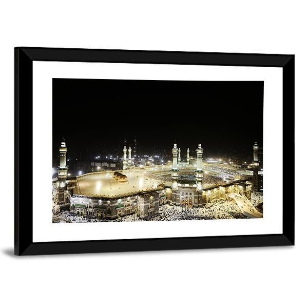 Holy Kaaba At Night Canvas Wall Art-5 Horizontal-Gallery Wrap-22" x 12"-Tiaracle
