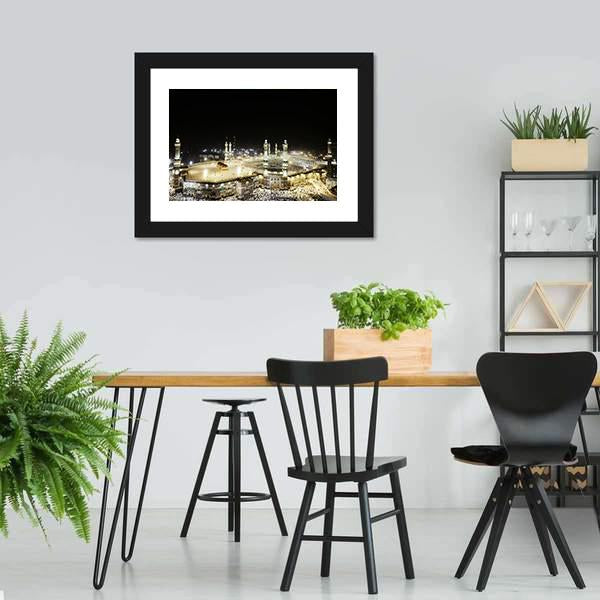 Holy Kaaba At Night Canvas Wall Art-5 Horizontal-Gallery Wrap-22" x 12"-Tiaracle