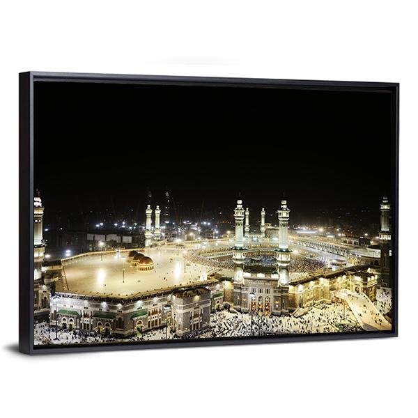 Holy Kaaba At Night Canvas Wall Art-5 Horizontal-Gallery Wrap-22" x 12"-Tiaracle