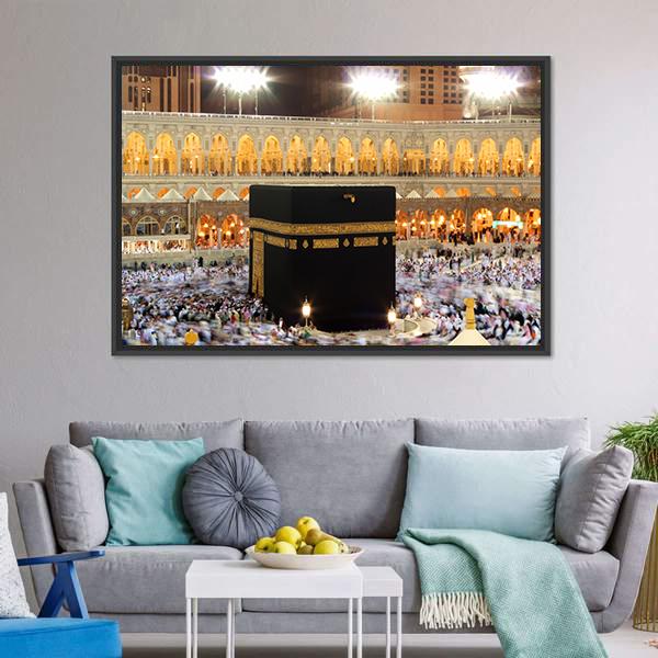 Holy Kaaba In Mecca Canvas Wall Art-3 Horizontal-Gallery Wrap-25" x 16"-Tiaracle