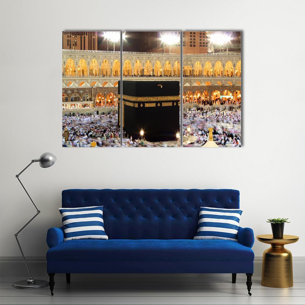 Holy Kaaba In Mecca Canvas Wall Art-4 Pop-Gallery Wrap-50" x 32"-Tiaracle
