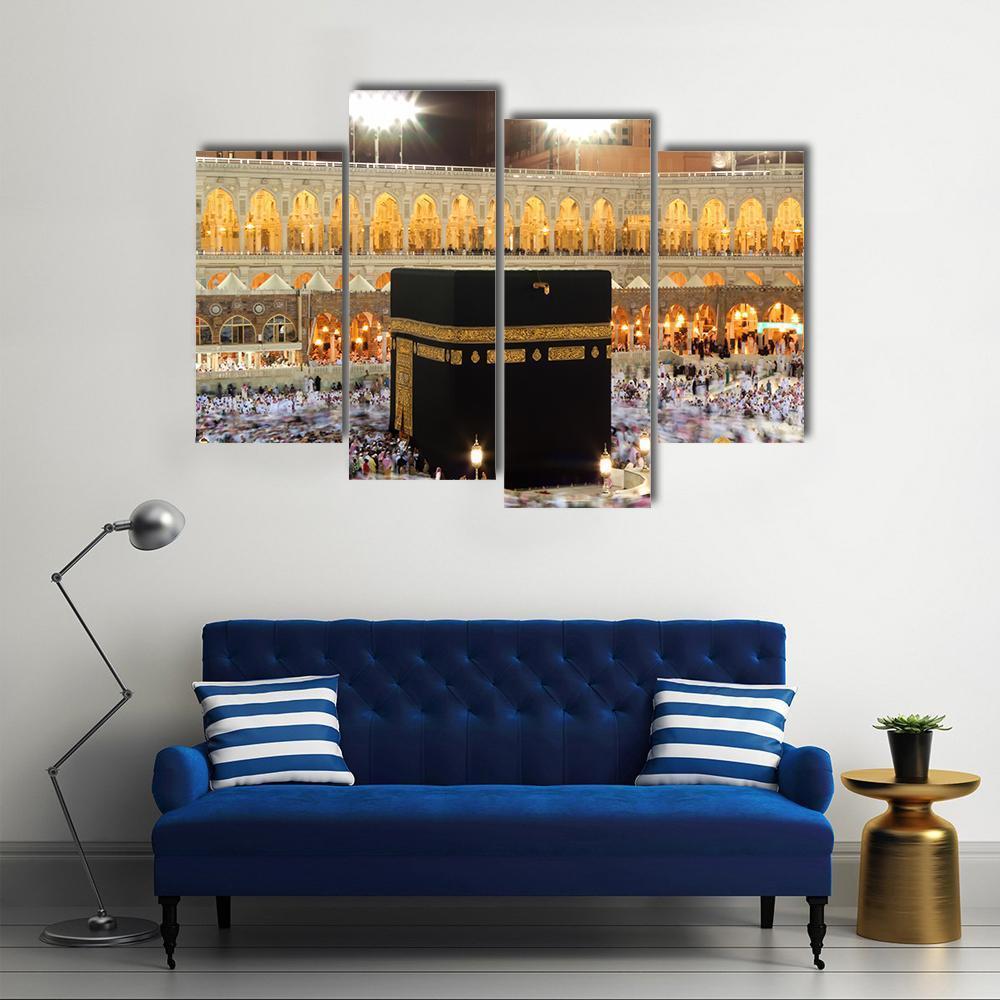 Holy Kaaba In Mecca Canvas Wall Art-4 Pop-Gallery Wrap-50" x 32"-Tiaracle