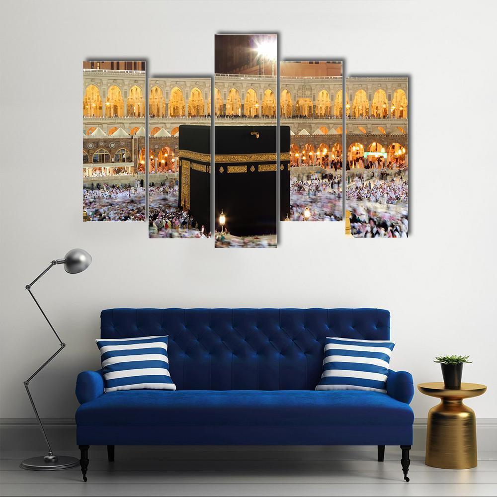 Holy Kaaba In Mecca Canvas Wall Art-5 Pop-Gallery Wrap-47" x 32"-Tiaracle