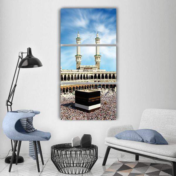 Holy Kaaba Mecca Vertical Canvas Wall Art-3 Vertical-Gallery Wrap-12" x 25"-Tiaracle