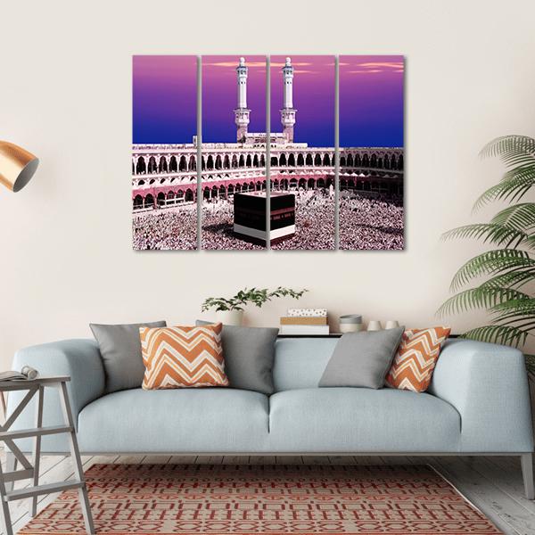 Holy Kaaba At Twilight Canvas Wall Art-4 Horizontal-Gallery Wrap-34" x 24"-Tiaracle