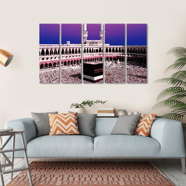 Holy Kaaba At Twilight Canvas Wall Art-5 Horizontal-Gallery Wrap-22" x 12"-Tiaracle