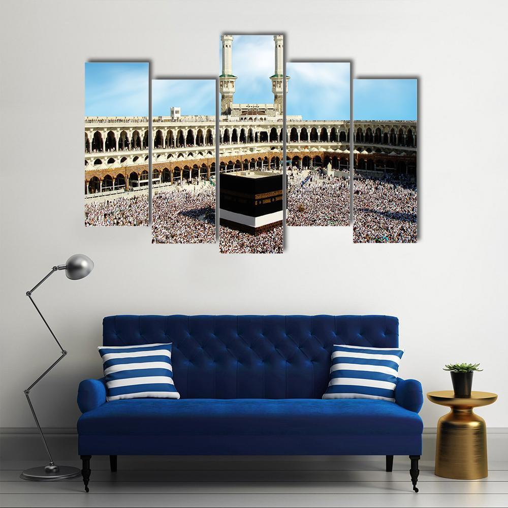 Holy Kaaba Mecca Canvas Wall Art-5 Pop-Gallery Wrap-47" x 32"-Tiaracle