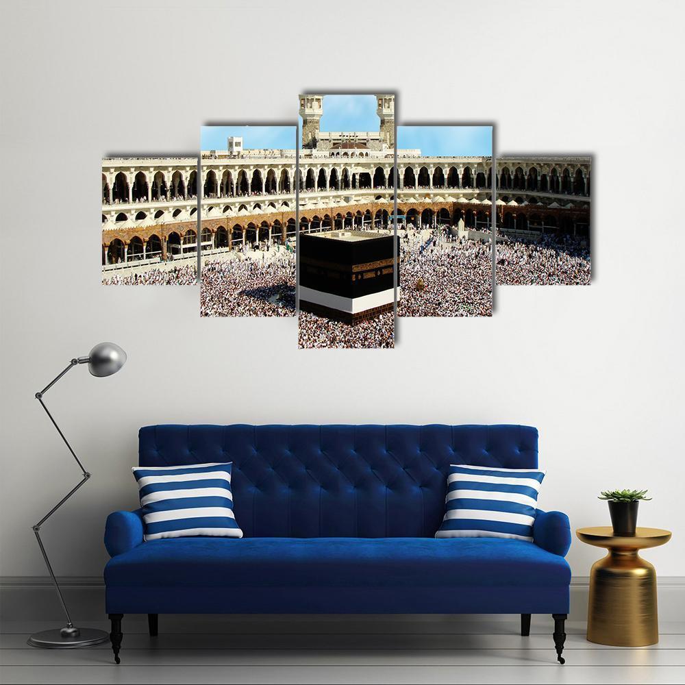 Holy Kaaba Mecca Canvas Wall Art-5 Star-Gallery Wrap-62" x 32"-Tiaracle